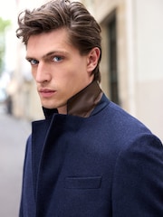 Navy Blue Nova Fides Signature Textured Wool Blazer - Image 5 of 12
