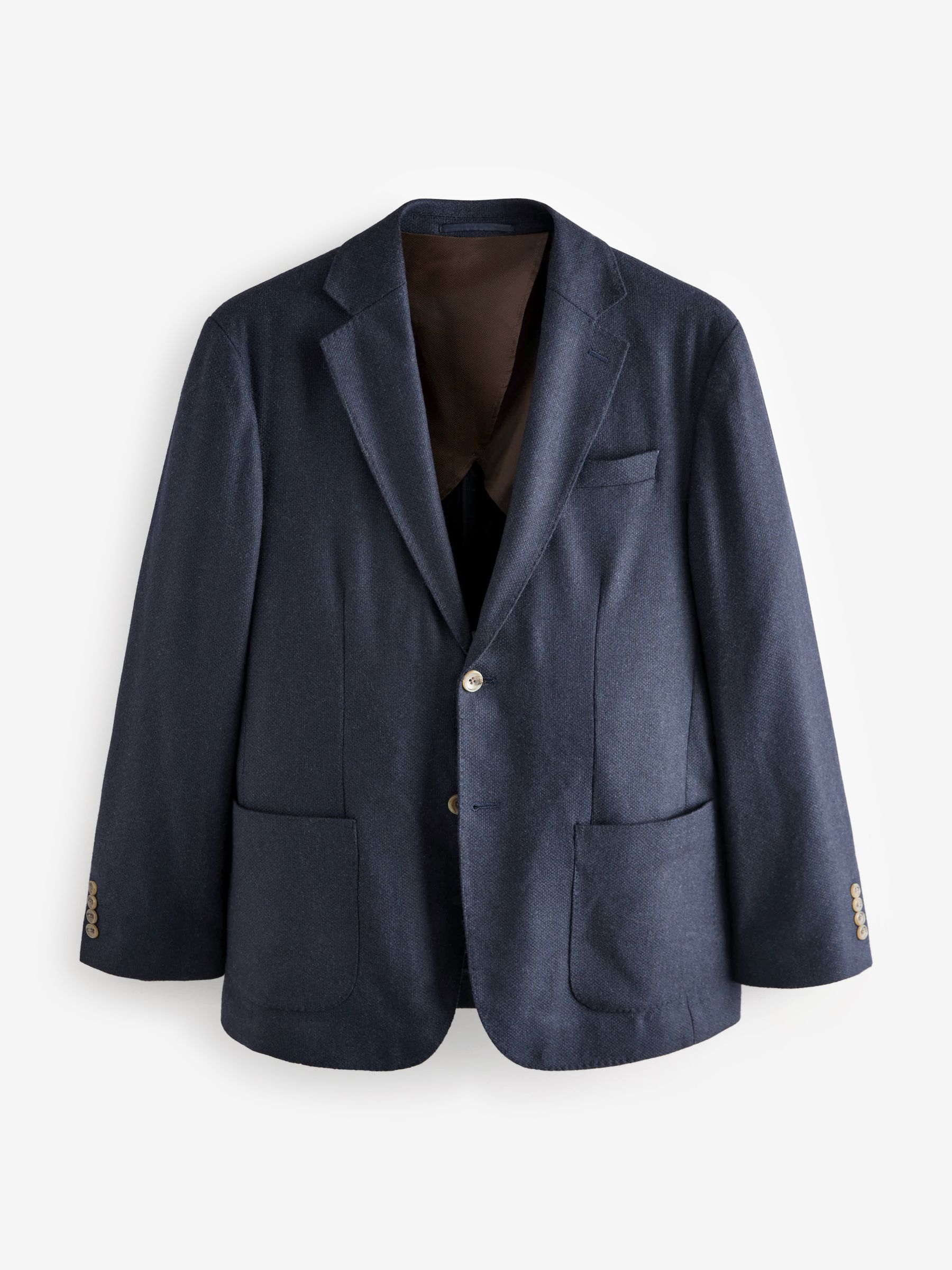 Buy Navy Blue Nova Fides Signature Textured Wool Blazer from