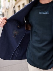 Navy Blue Nova Fides Signature Textured Wool Blazer - Image 6 of 12