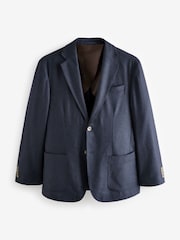 Navy Blue Nova Fides Signature Textured Wool Blazer - Image 8 of 12