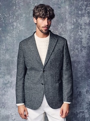 Charcoal Grey Brushed Check Blazer With Wool - Image 1 of 12