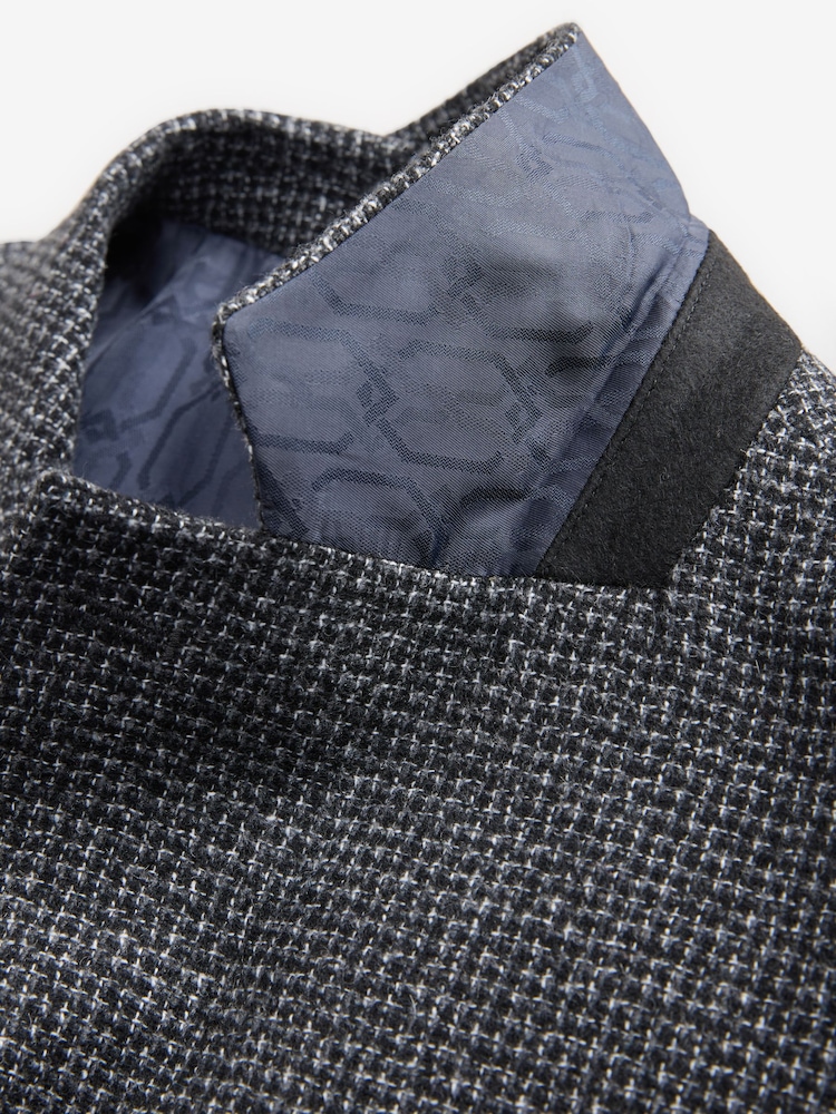 Charcoal Grey Brushed Check Blazer With Wool - Image 12 of 12