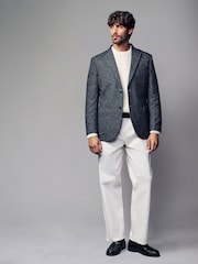 Charcoal Grey Brushed Check Blazer With Wool - Image 2 of 12