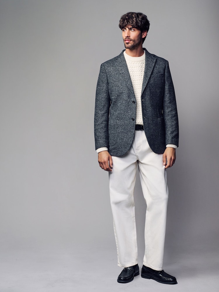 Charcoal Grey Brushed Check Blazer With Wool - Image 2 of 12