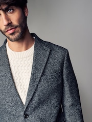 Charcoal Grey Brushed Check Blazer With Wool - Image 4 of 12