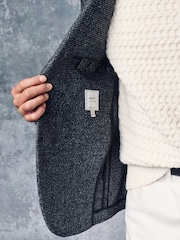 Charcoal Grey Brushed Check Blazer With Wool - Image 6 of 12