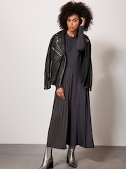 Mint Velvet Grey Jersey Pleat Midi Dress - Image 1 of 7