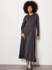 Mint Velvet Grey Jersey Pleat Midi Dress - Image 2 of 7