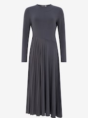 Mint Velvet Grey Jersey Pleat Midi Dress - Image 6 of 7