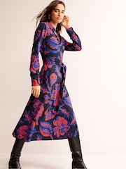Boden Navy Multi Laura Jersey Midi Shirt Dress - Image 1 of 5