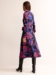 Boden Navy Multi Laura Jersey Midi Shirt Dress - Image 2 of 5