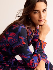 Boden Navy Multi Laura Jersey Midi Shirt Dress - Image 4 of 5