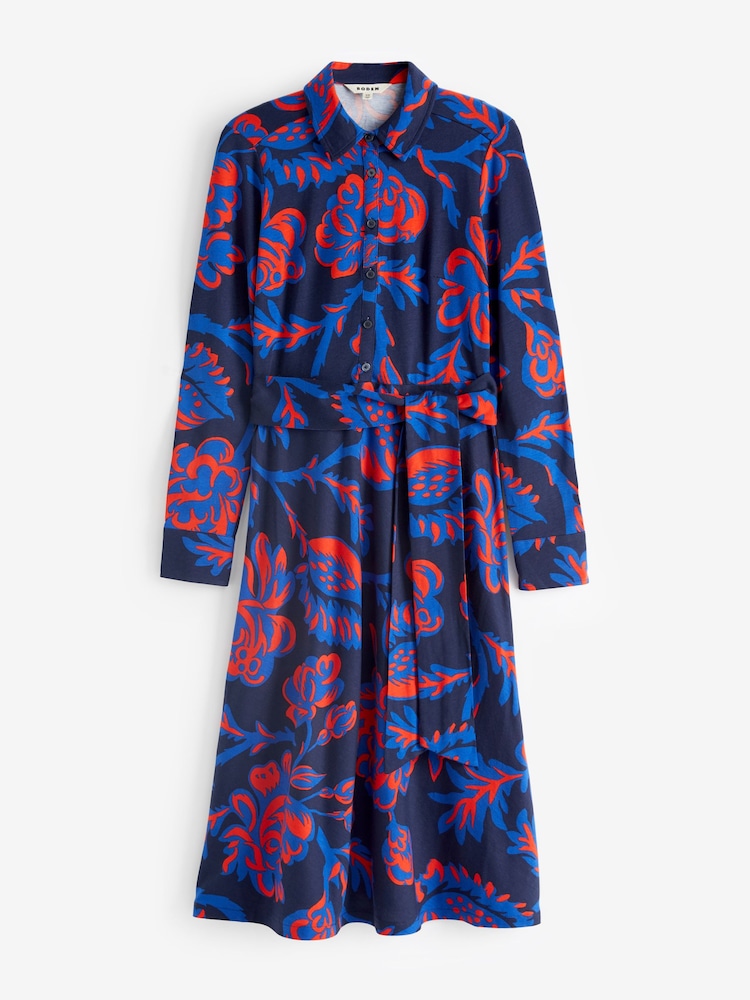 Boden Navy Multi Laura Jersey Midi Shirt Dress - Image 5 of 5