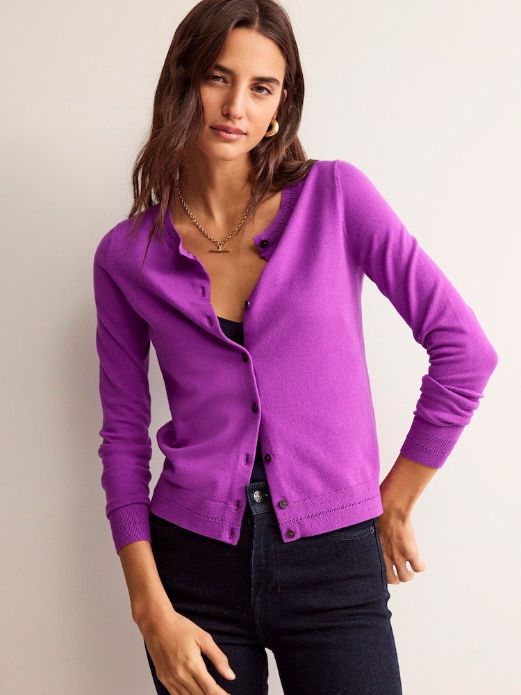 Boden Purple Catriona Cotton Cardigan - Image 1 of 6