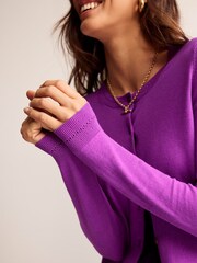 Boden Purple Catriona Cotton Cardigan - Image 3 of 6