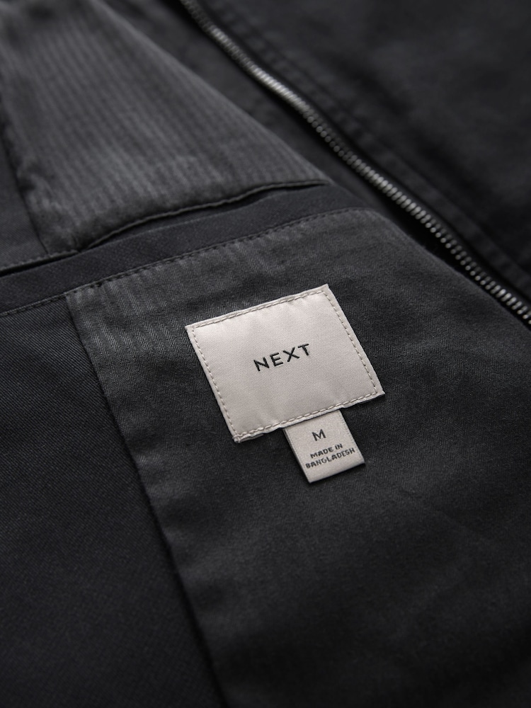 Black Cotton Stretch Bomber Jacket - Image 11 of 11