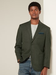 Khaki Green Regular Fit Textured Smart Blazer - Image 1 of 5