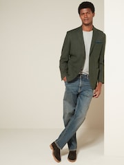 Khaki Green Regular Fit Textured Smart Blazer - Image 2 of 11