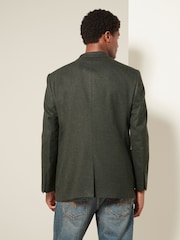 Khaki Green Regular Fit Textured Smart Blazer - Image 3 of 11