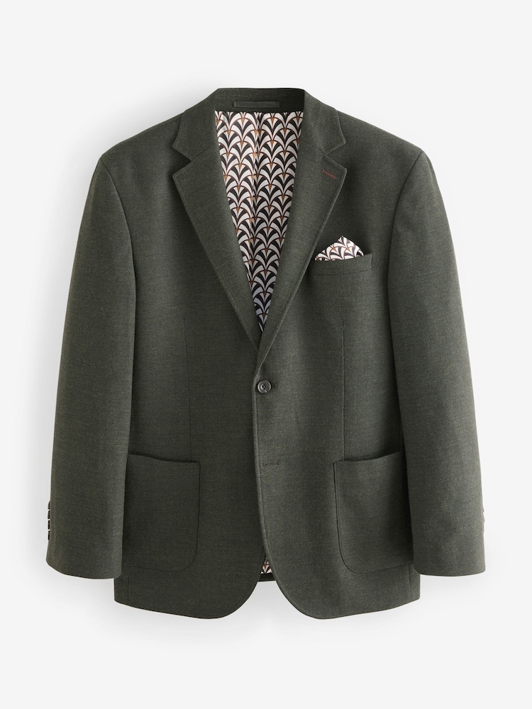Vert kaki - Ajustement régulier - Blazer intelligent texturé - Image 3 of 5