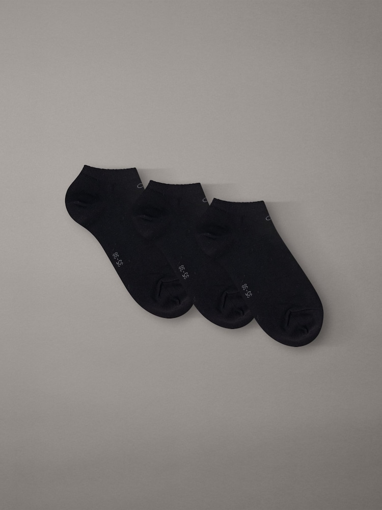 Calvin Klein Black Soft Cotton Stretch Ankle Socks 3 Pack - Image 1 of 3 Calvin Klein Black Soft Cotton Stretch Ankle Socks 3 Pack - Image 1 of 3