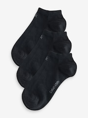 Calvin Klein Black Soft Cotton Stretch Ankle Socks 3 Pack - Image 2 of 3
