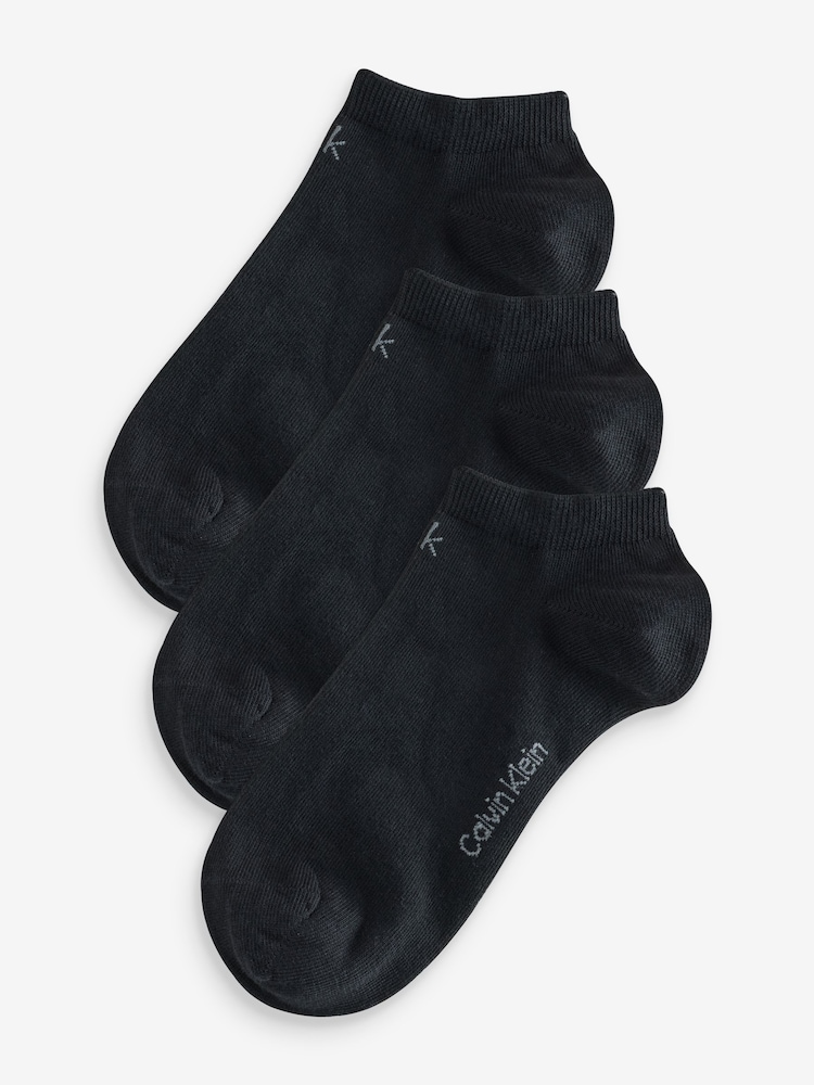 Calvin Klein Black Soft Cotton Stretch Ankle Socks 3 Pack - Image 2 of 3 Calvin Klein Black Soft Cotton Stretch Ankle Socks 3 Pack - Image 2 of 3