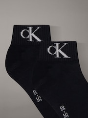 Calvin Klein Black Soft Cotton Stretch Ankle Socks 2 Pack - Image 2 of 2