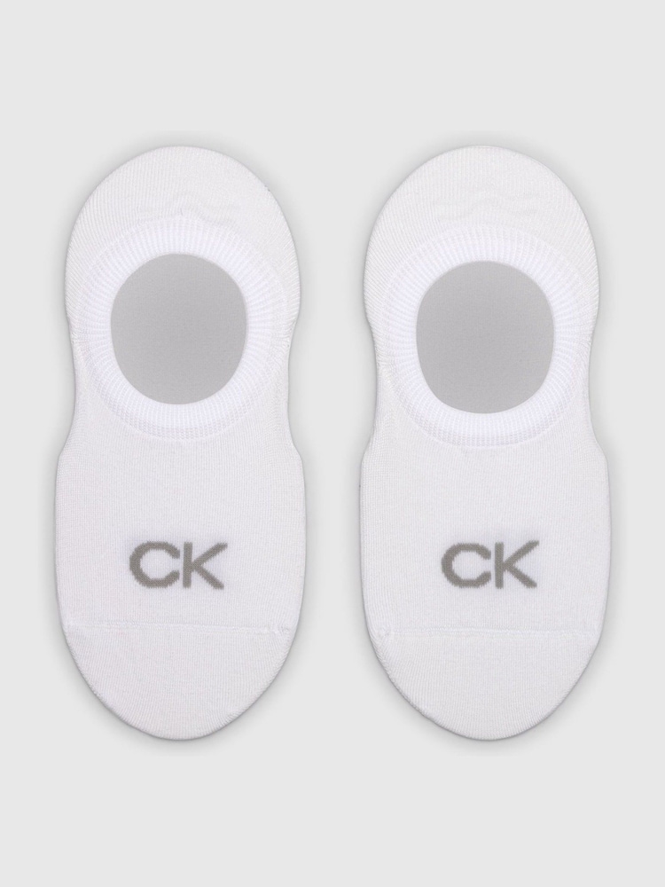 Calvin Klein White Soft Combed Cotton Invisible Socks 2 Pack - Image 1 of 1 Calvin Klein White Soft Combed Cotton Invisible Socks 2 Pack - Image 1 of 1