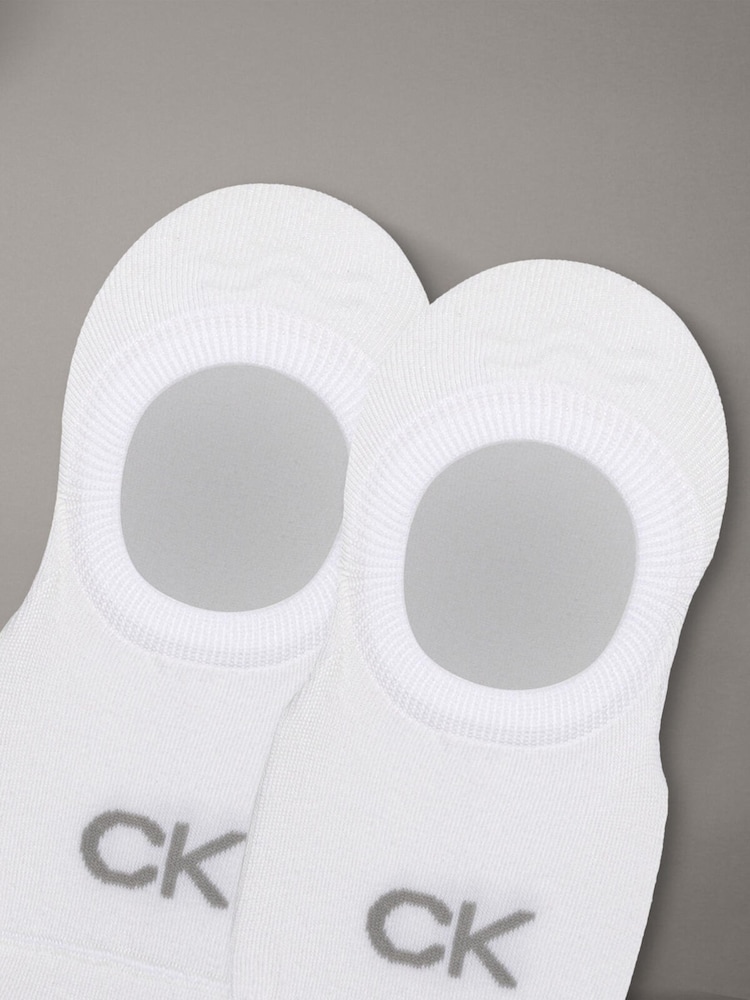 Calvin Klein White Soft Combed Cotton Invisible Socks 2 Pack - Image 2 of 2