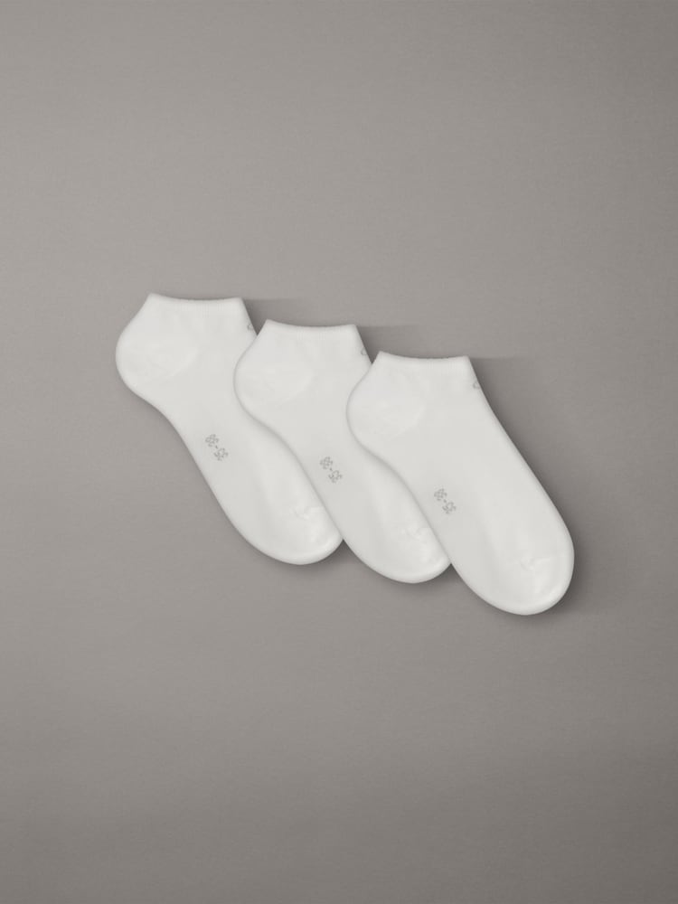 Calvin Klein White Soft Cotton Stretch Ankle Socks 3 Pack - Image 1 of 2 Calvin Klein White Soft Cotton Stretch Ankle Socks 3 Pack - Image 1 of 2