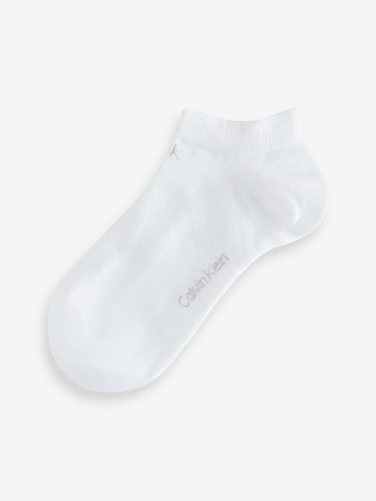Calvin Klein White Soft Cotton Stretch Ankle Socks 3 Pack - Image 2 of 2 Calvin Klein White Soft Cotton Stretch Ankle Socks 3 Pack - Image 2 of 2