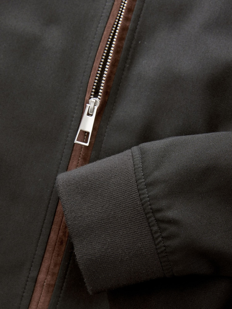 Black Suede Trim Bomber Jacket - Image 11 of 11