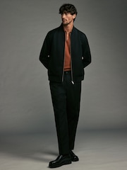 Black Suede Trim Bomber Jacket - Image 2 of 11