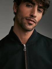 Black Suede Trim Bomber Jacket - Image 4 of 11