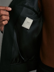 Black Suede Trim Bomber Jacket - Image 5 of 11