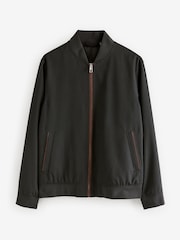 Black Suede Trim Bomber Jacket - Image 7 of 11