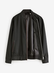 Black Suede Trim Bomber Jacket - Image 8 of 11