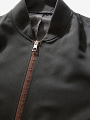 Black Suede Trim Bomber Jacket - Image 9 of 11
