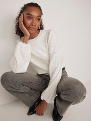 Mint Velvet White Textured Sleeve Jumper - Image 1 of 5