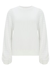 Mint Velvet White Textured Sleeve Jumper - Image 4 of 5