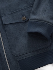 Blue Navy Textured Blouson Jacket - Image 12 of 14