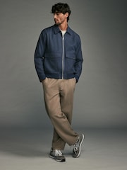 Blue Navy Textured Blouson Jacket - Image 2 of 14