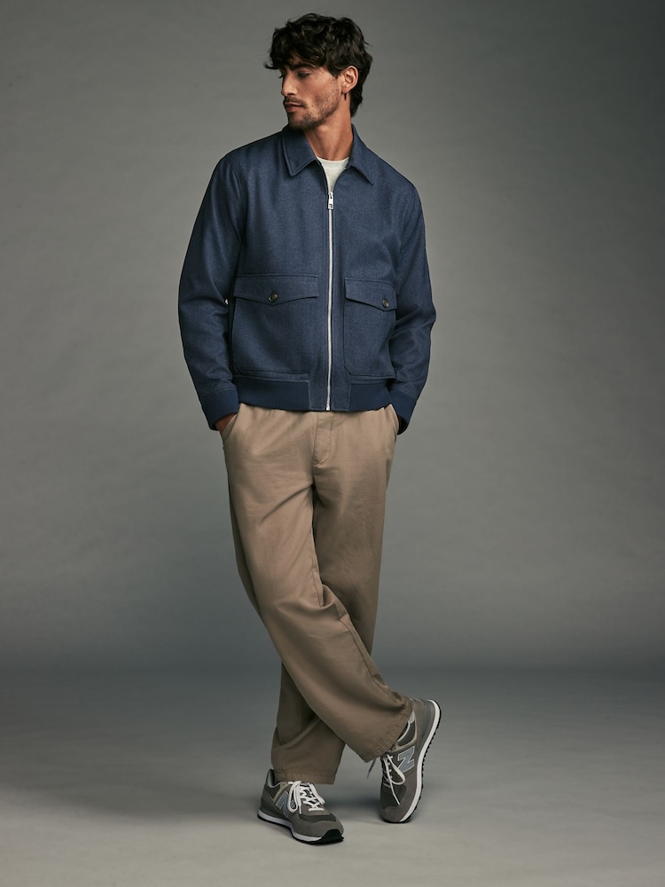 Blue Navy Textured Blouson Jacket - Image 2 of 14