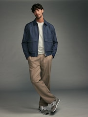 Blue Navy Textured Blouson Jacket - Image 3 of 14