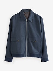 Blue Navy Textured Blouson Jacket - Image 7 of 14