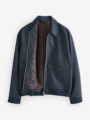 Blue Navy Textured Blouson Jacket - Image 8 of 14