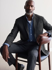 Khaki Green Signature Nova Fides Wool Rich Textured Blazer - Image 4 of 12