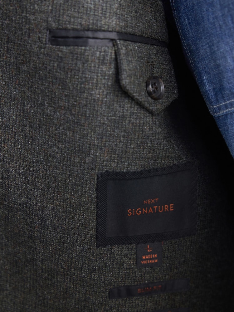 Vert kaki - Signature Nova Fides Blazer en laine richement texturée - Image 7 of 12