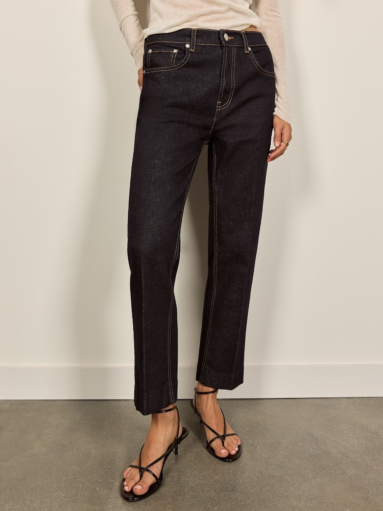 BHOEM Dark Blue Crop Flare Jeans - Image 2 of 5 BHOEM Dark Blue Crop Flare Jeans - Image 2 of 5